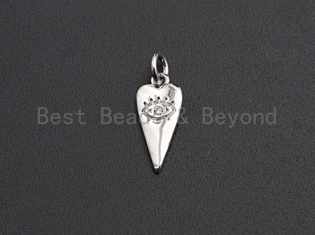 Clear CZ Micro Pave Evil Eye On Carrot Shaped Pendant/Charm, Carrot Cubic Zirconia Pendant Charm, 7x16mm,sku#Z589