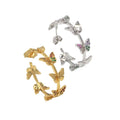 Gold Silver Colorful CZ Butterfly Hoop Earrings, Sku#LX208