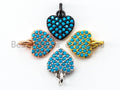 CZ Micro Pave Turquoise Heart shaped Pendant/Charm, Cubic Zirconia Pendant/Charm for Necklace Bracelet,9x10mm, sku#F335