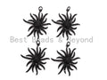 Black CZ Pave On Black Micro Pave Flower Charm Beads, Flower Beads,29x32mm, sku#F390/F352