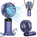 USB Rechargeable Handheld Portable Fan with Phone Holder for Iphone Android Mobile Phone, Cooling Fan with Digital Display, Portable Mini Fan, 90° Ajustable Handheld Fan for Outdoor Sports