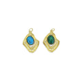 Gold Turquoise Malachite Stone Charm, Sku#Y798