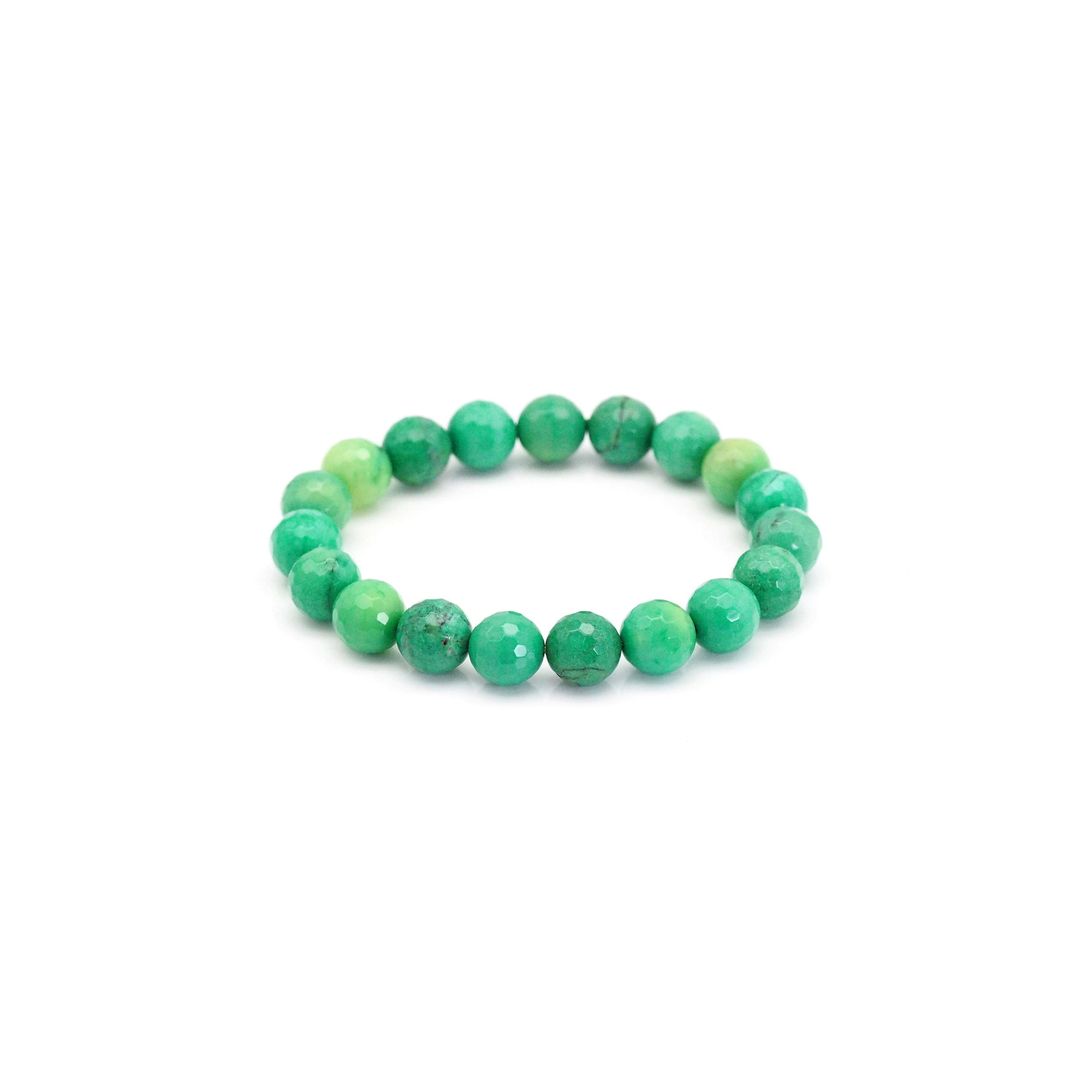 Green Opal Round Faceted Stretchy Bracelet, Sku#EF416