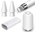 Rpuzonier 4 Pack iPencil Accessories for Apple Pencil 1st Gen 2 Pack Apple Pencil Tips for Apple Pencil 1st/2nd Gen 1 Pack Magnetic Replacement Cap and 1 Pack Charger Adapter for Apple Pen 1st Gen