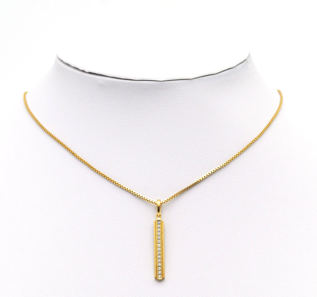 Gold Silver CZ Long Bar Pendant, Sku#Y632