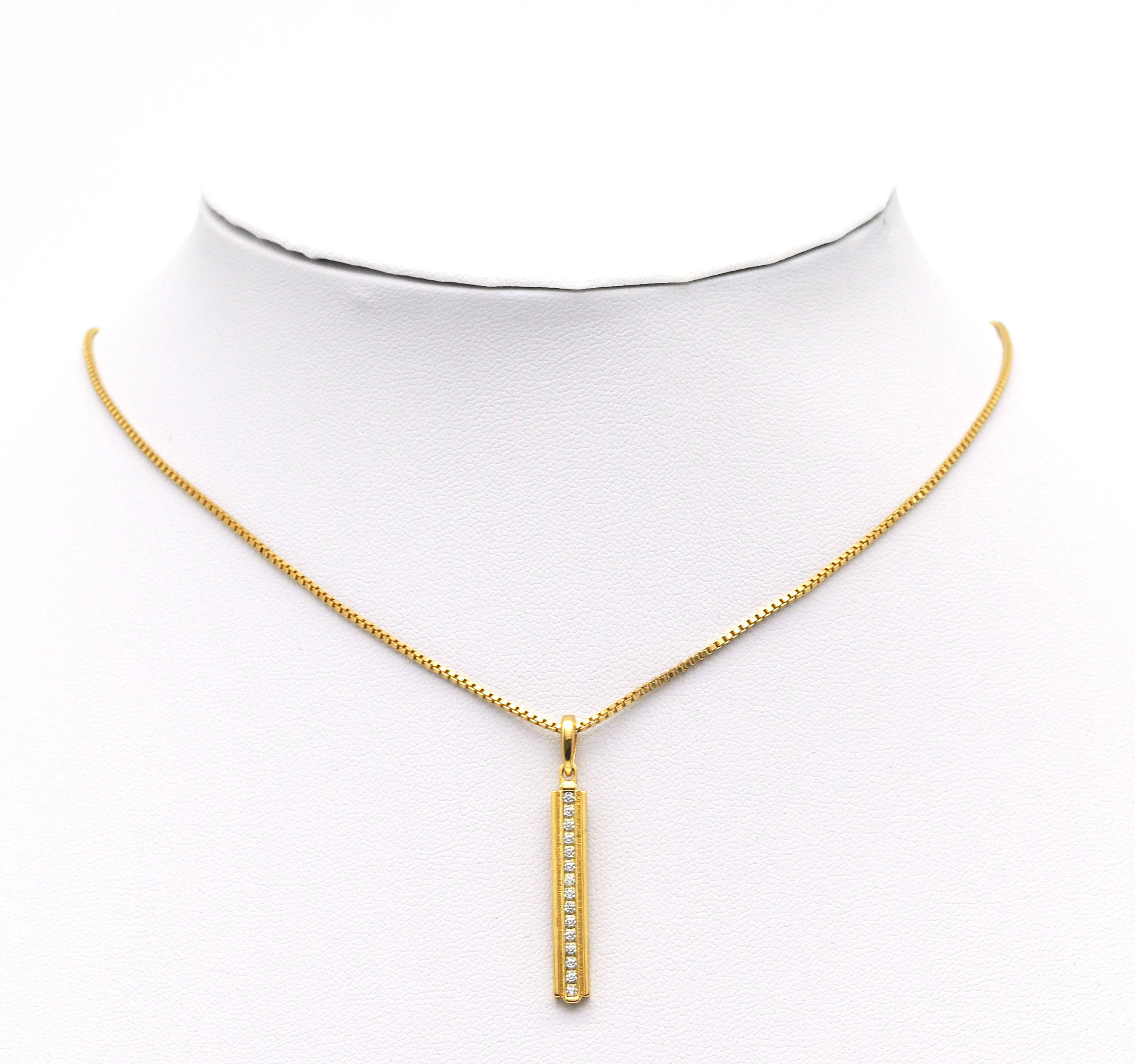 Gold Silver CZ Long Bar Pendant, Sku#Y632