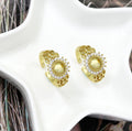 CZ Pave Filligree flower Adjustable Ring, Sku#LK735