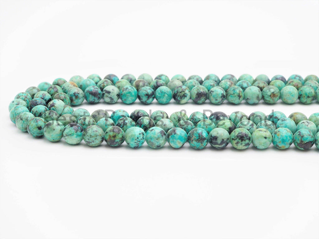 Quality Natural Green African Turquoise Round Smooth Beads, 6mm/8mm beads Finish, Green Gemstone Beads, 15.5inch strand, SKU#U391