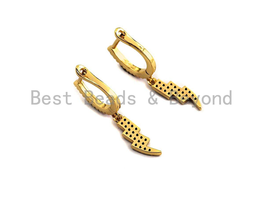 Rainbow CZ Latch Back Lightning Earring Wires, Sku#J145