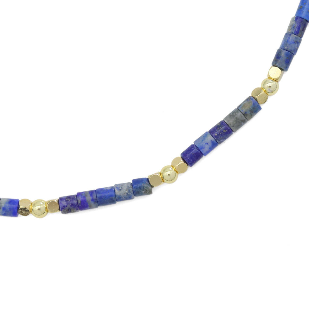 4mm Lapis Tube Beads Necklace, sku#EF543