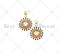 Colorful CZ Micro Pave Sunflower with Big CZ Heart Shape Pendan,18K Gold Filled Flower Charm, Necklace Bracelet Charm, 26x19mm, Sku#LK434