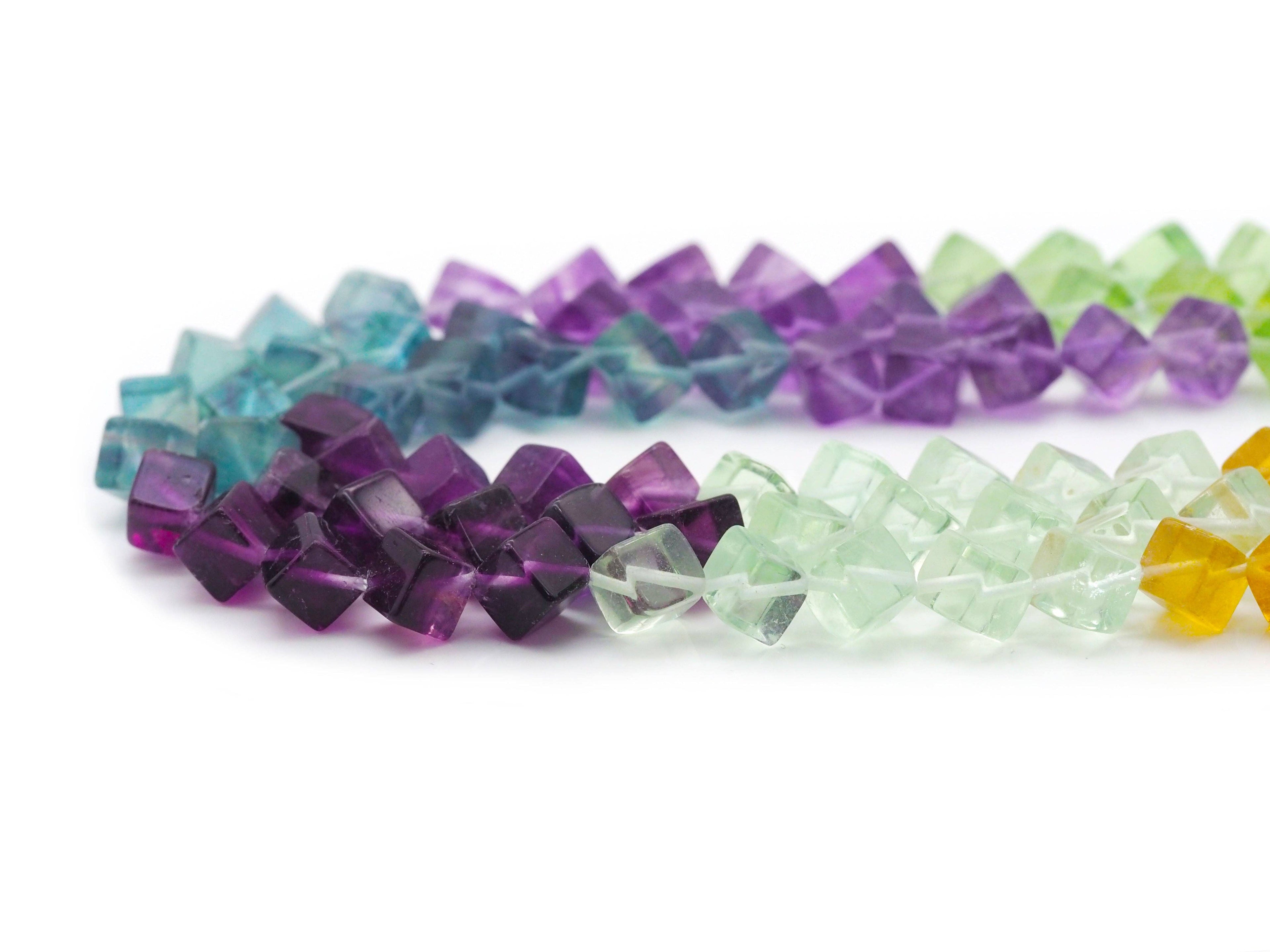 Genuine High Quality Multicoloor Fluorite Cube Beads, Sku#U1384