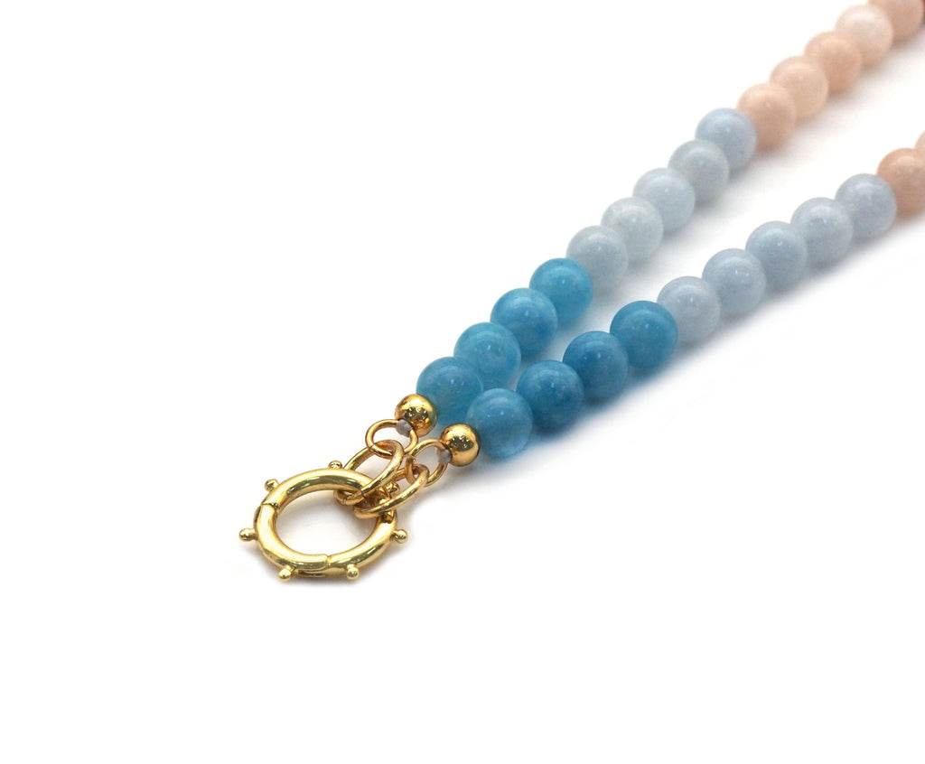 Pastel Color Semi-Precious Gemstone Nekclace, Sku#EF202