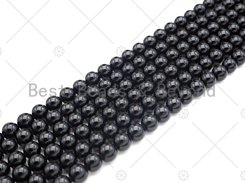 High Quality Natural Black Spinel Round Smooth Beads, 3mm/6mm/8mm Genuine Spinel Beads, 15.5'' Full Strand, Sku#U1156