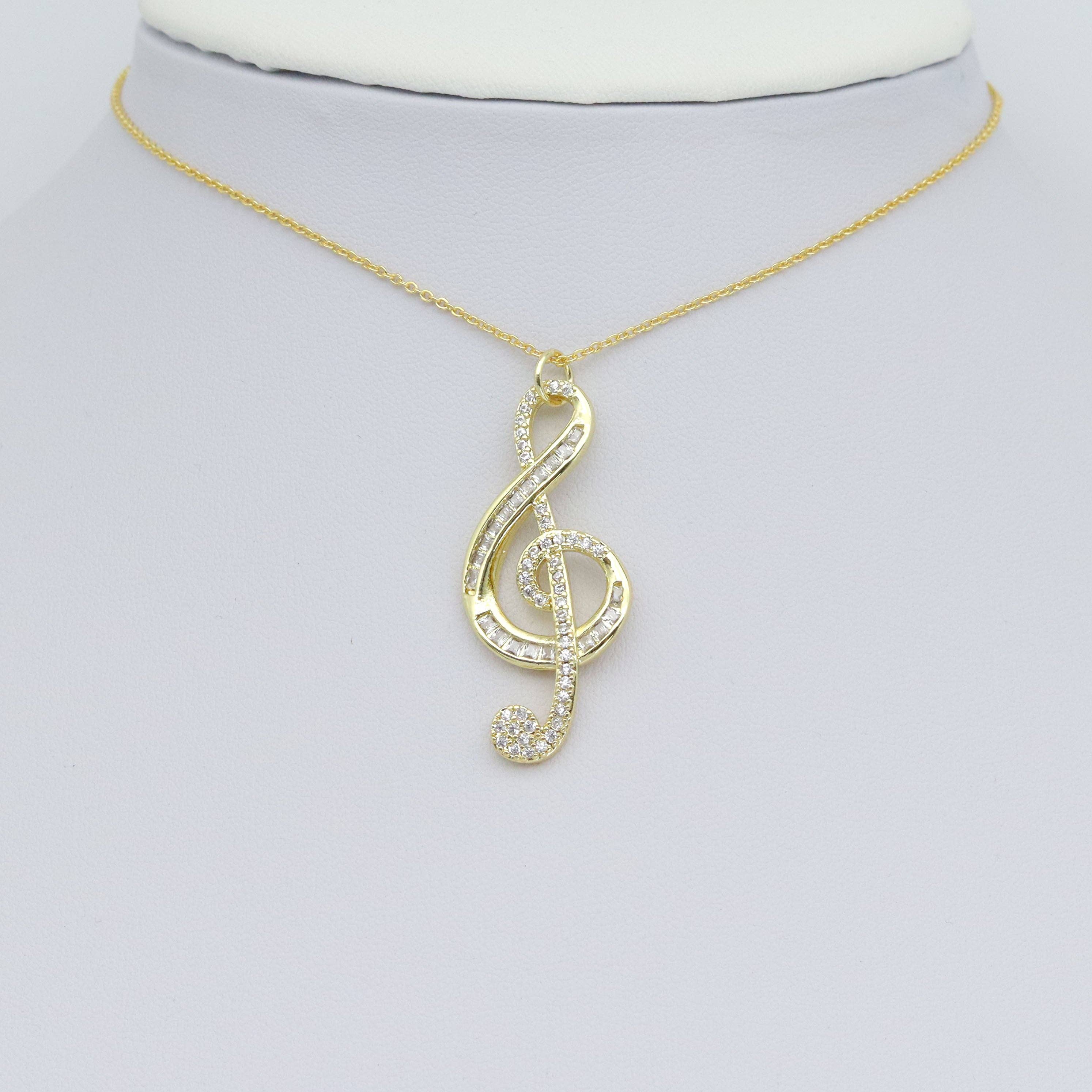 Clear CZ Gold Musical Symbol Charm Pendant, Sku#LK995