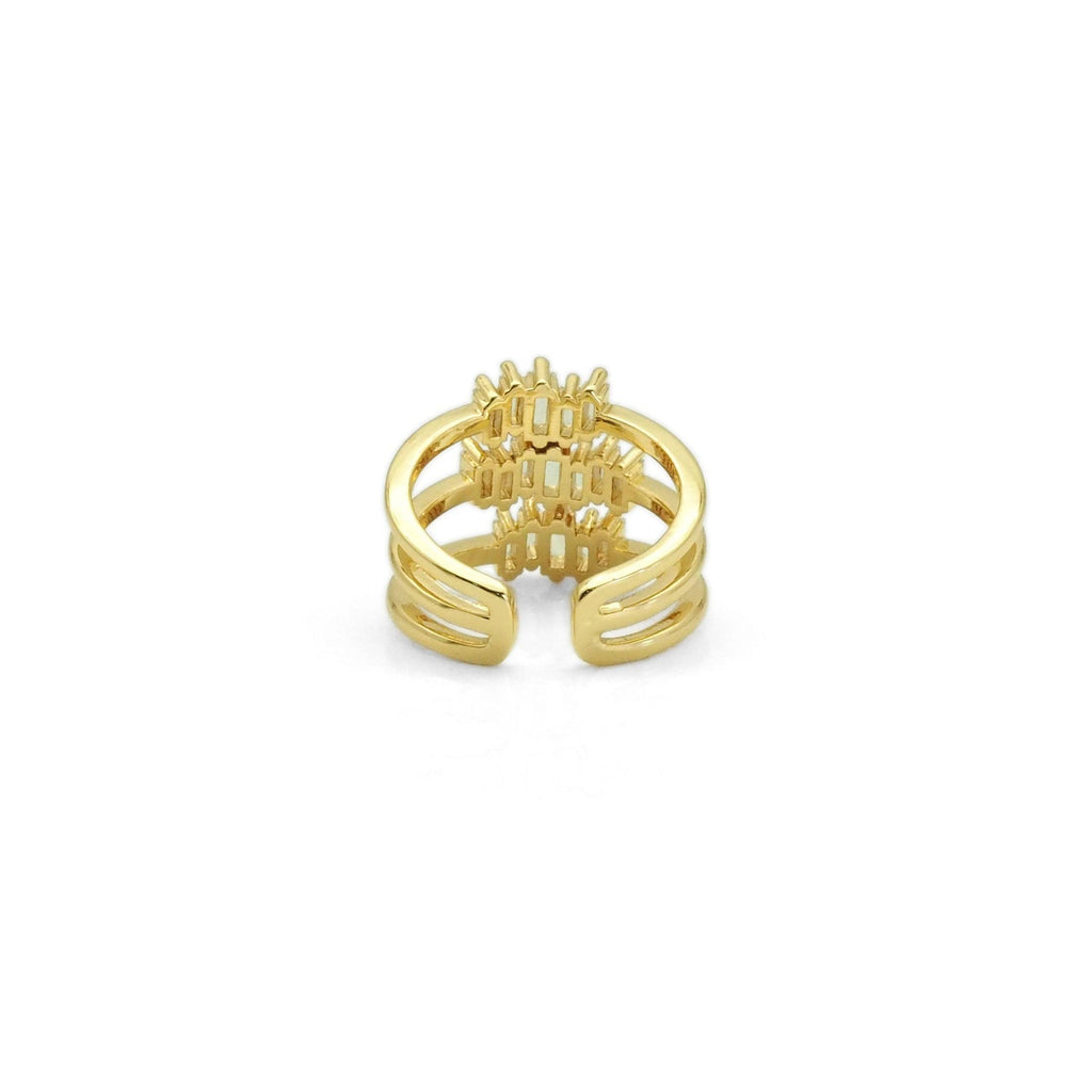 Baguette CZ Wave Line Adjustable Ring, Sku#LX279