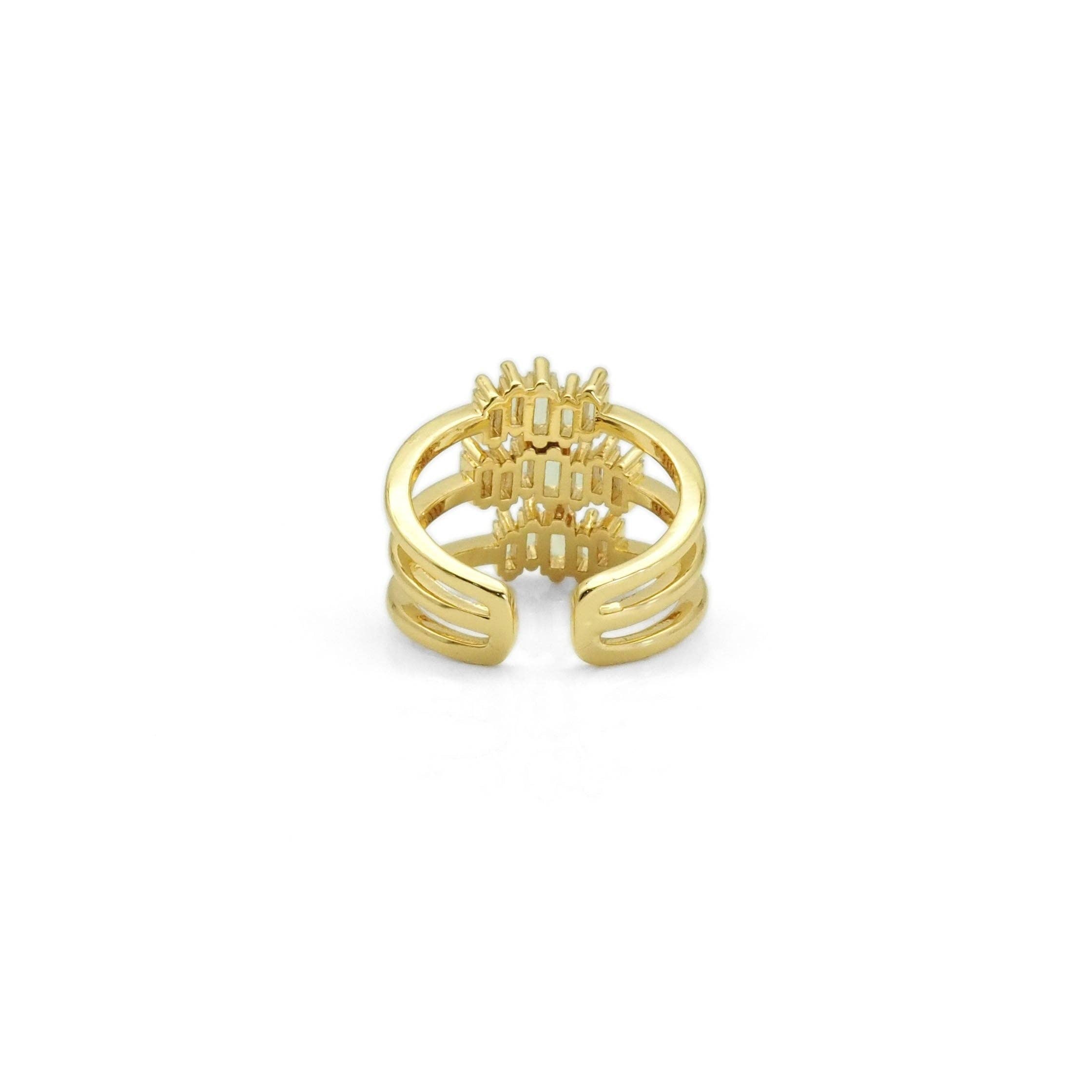 Baguette CZ Wave Line Adjustable Ring, Sku#LX279