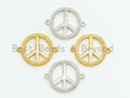 CZ Micro Pave Sign Peace Sign Connector with Mop Shell, Cubic Zirconia Space Connector, CZ mother of pearl Charm 18x23mm, 1pc,SKU#Z31