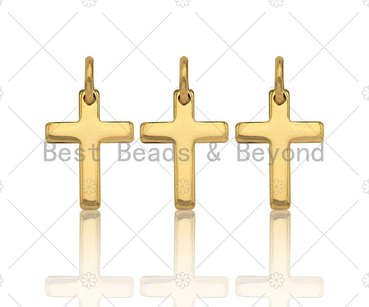 Gold Color Cross Pendant/Charm, Dainty Pave Cross Pendant, 9x13mm, sku#Y282