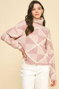 Maxine - Diamond Pattern Turtle Neck Sweater