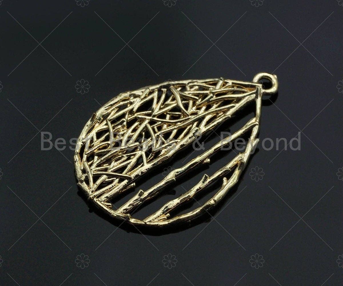 Filigree Gold Lacy Charm, Star/Heart/Round/Oval Shape Brushed Gold Twisted Wire Charm Pendants for Earrings necklace making, sku#CP05
