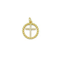 Clear CZ Gold Cross On Twisted Circle Pendant, Sku#Y1022