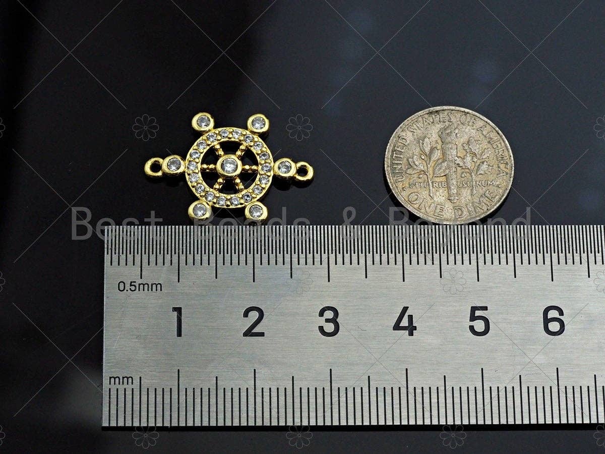 Ship Steering Wheel Shape Connector, Ship's Wheel Pendant,  Steering Wheel Pendant, Sailor's Amulet,  Sailor's Jewelry ,17x23 mm, Sku#LK88