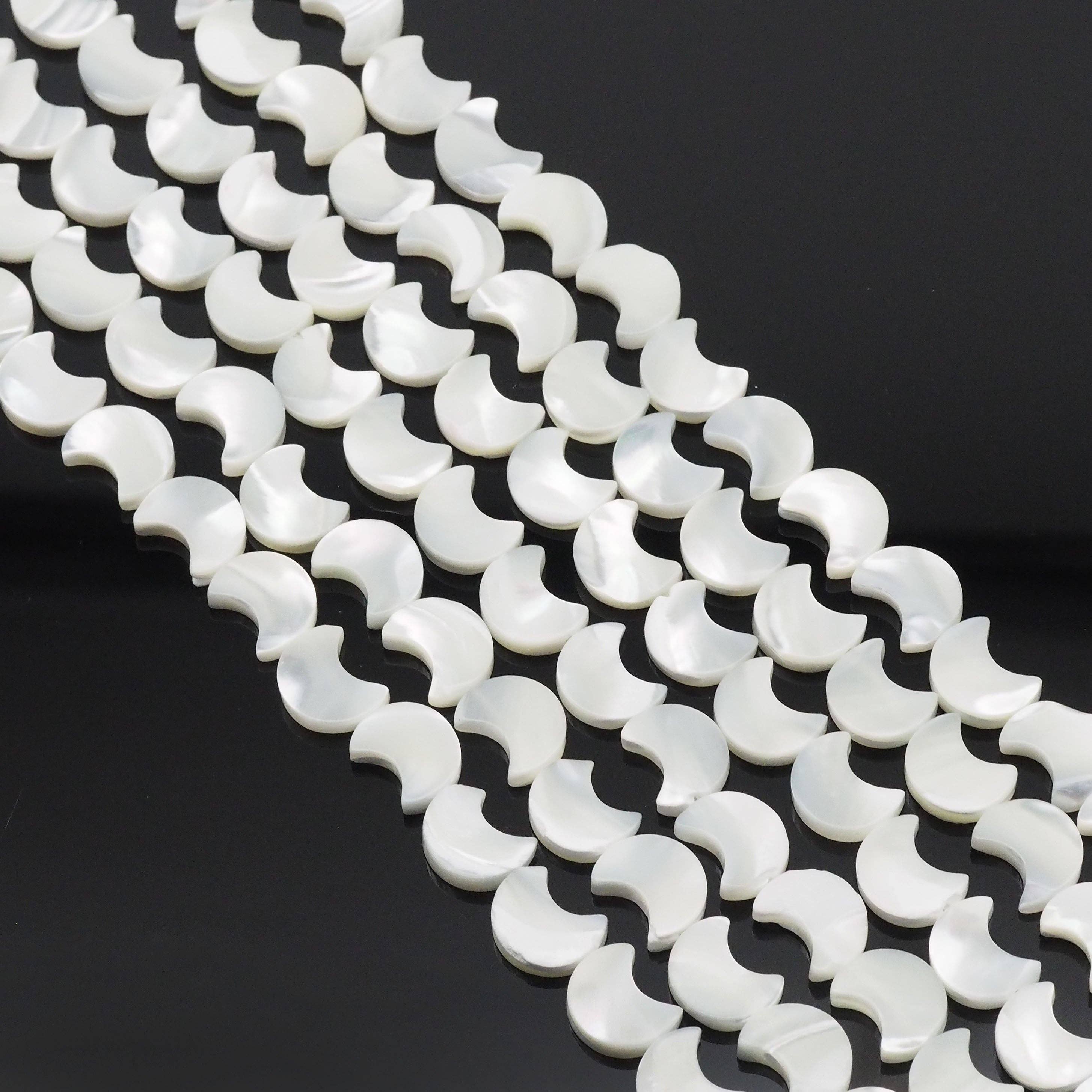 10x12mm Crescent Moon Mother of Pearl Beads, Sku#T171
