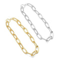 Silver Gold Oval Link Chain  Adjustable Necklace, Sku#Y833