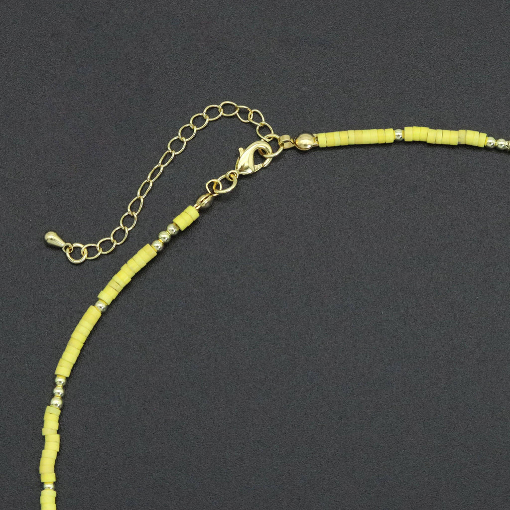 Yellow Color Gemstone tube necklace, sku#EF571