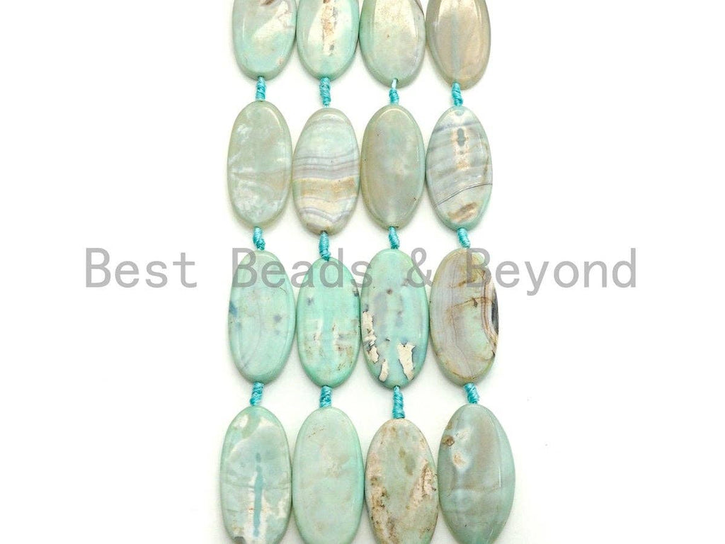 1pc/6pc Natural Blue Agate Large Long Oval Spacer Beads, Turquoise Blue Agate Spacer Beads, 25x50mm, Sku#U878