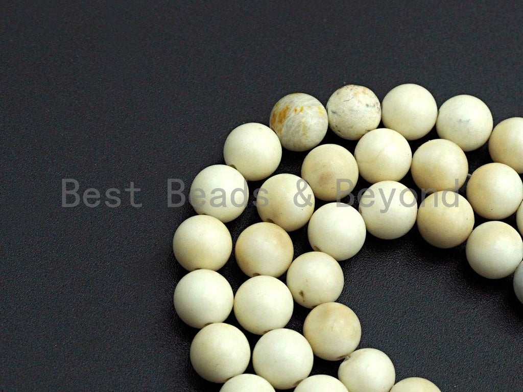 Quality Natural Matte Ivory Jade, 8mm/10mm, 15.5" Full Strand, sku#U651