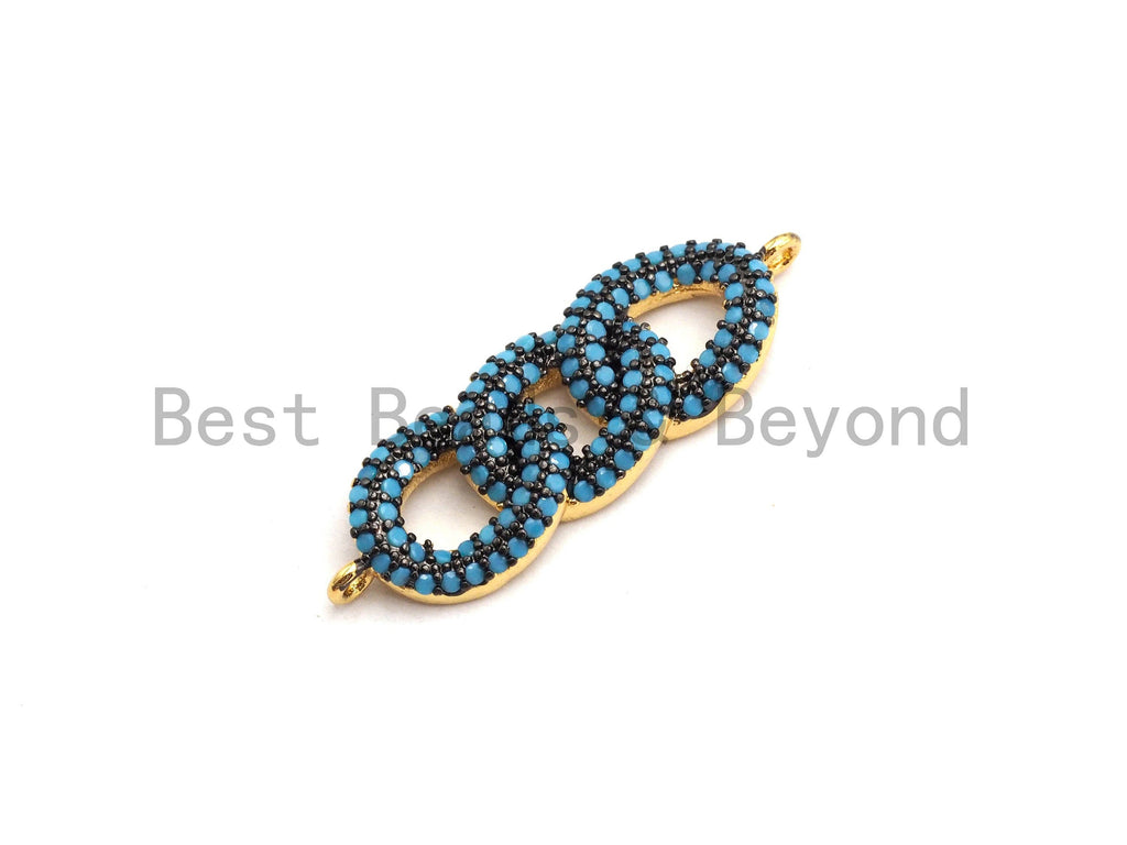 Rainbow CZ Micro Pave Chain Link Connector for Bracelet/Necklace, Link Connector, Spacer Connector, 9x28mm,sku#E433C