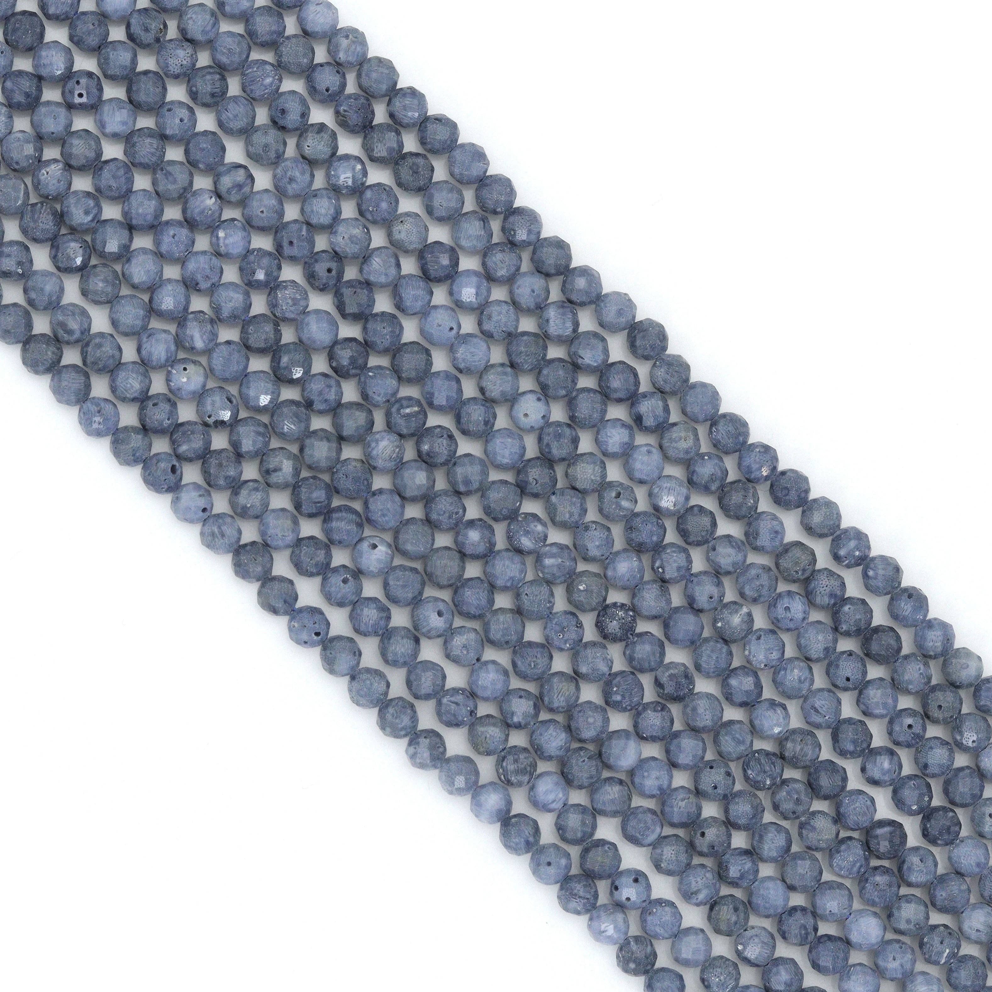 Genuine Blue Coral Round Small Beads, Sku#U2201