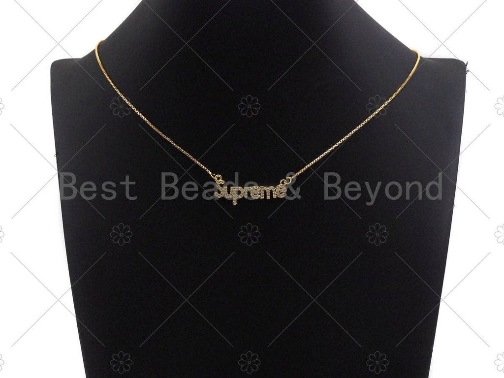 Gold Bracelet/Necklace Connector, Dainty Superme Charms, Alphabet Pendant, Gold Charm, Gold Pendant, Necklace Charms, 14x34mm, Sku#LK98
