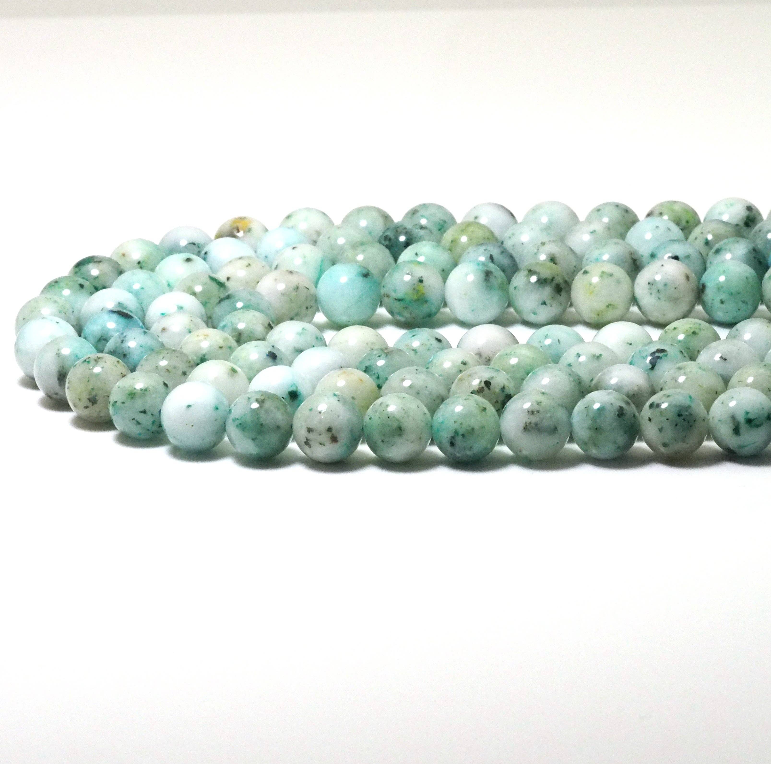 Genuine Green Chrysocolla Round Smooth Beads, 6mm/8mm/10mm, Sku#U1581