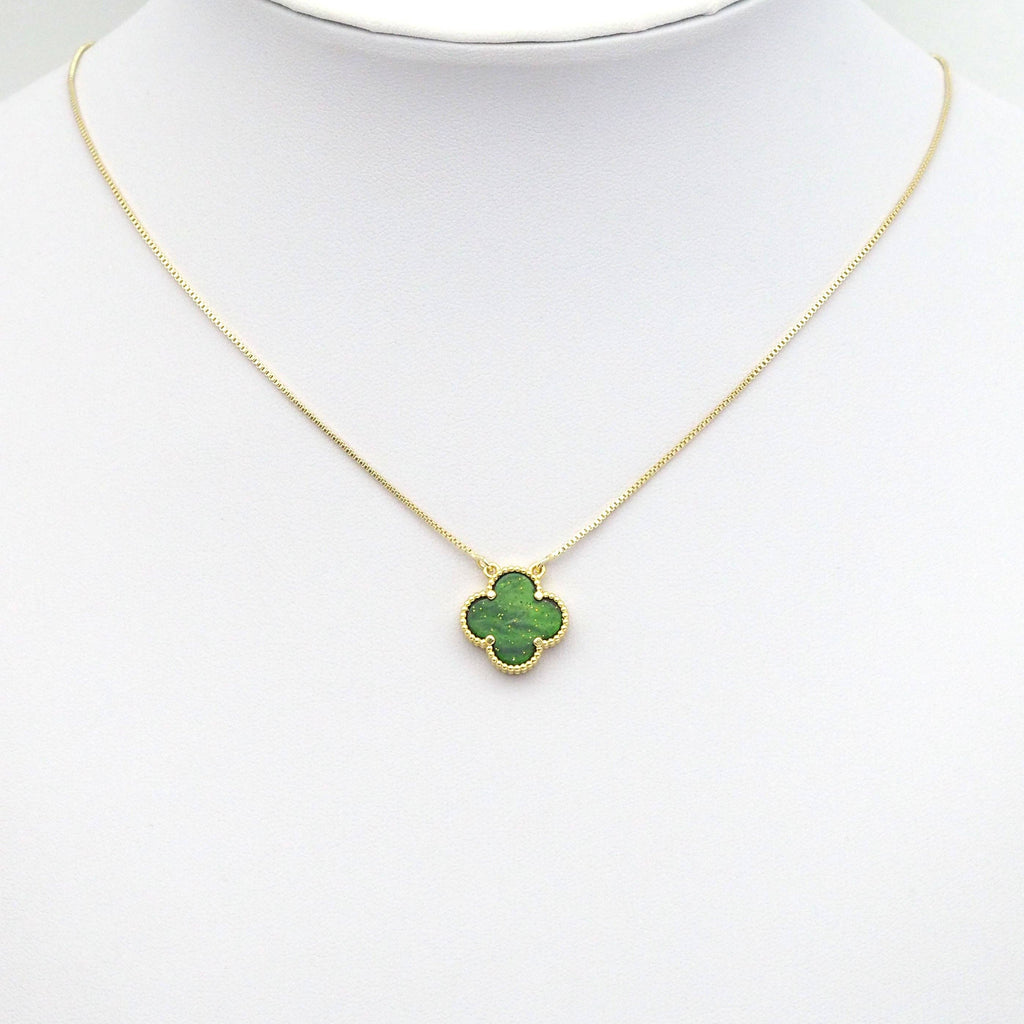 Gold Colorful Enamel Quatrefoil Clover Flower Charm, Sku#FH221