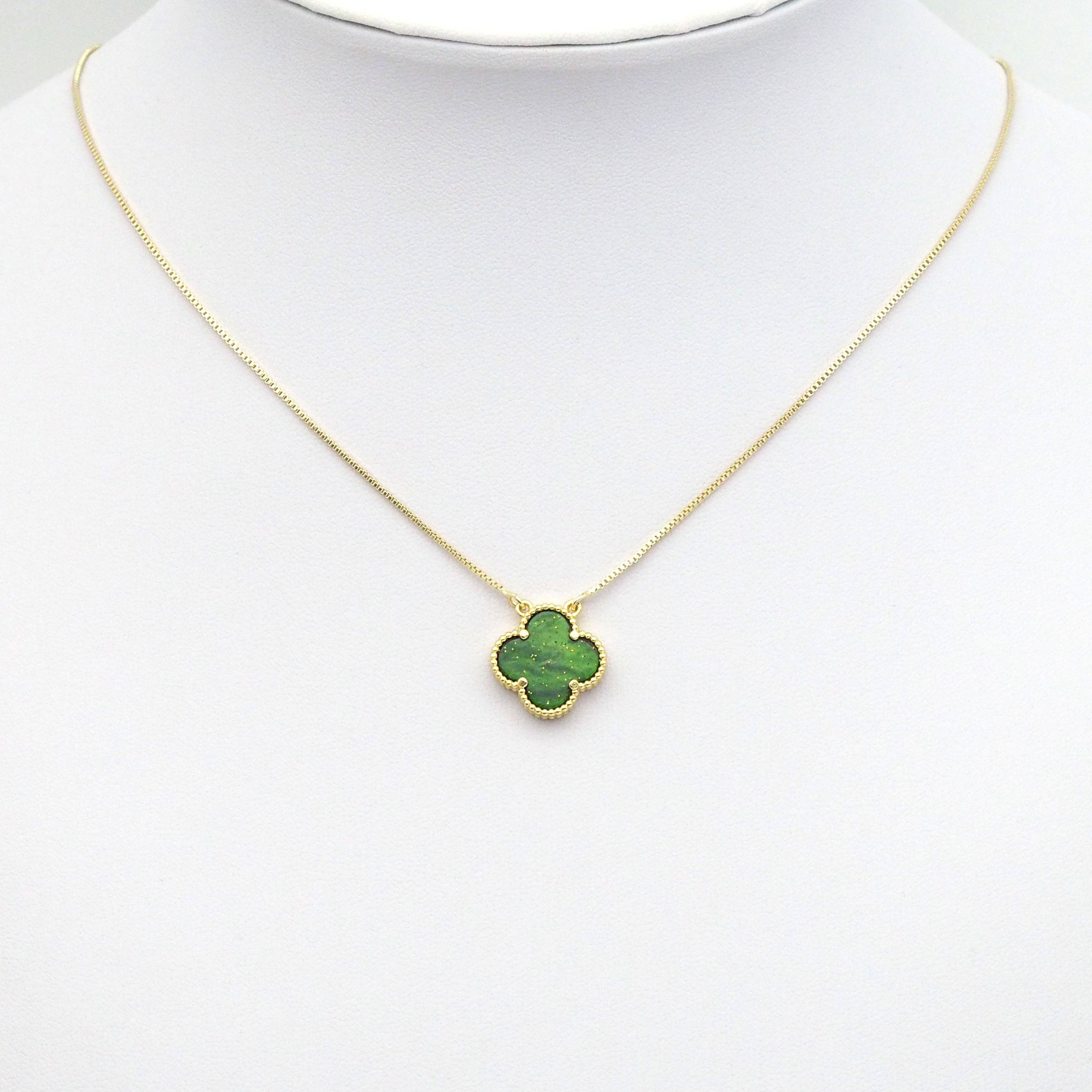 Gold Colorful Enamel Quatrefoil Clover Flower Charm, Sku#FH221