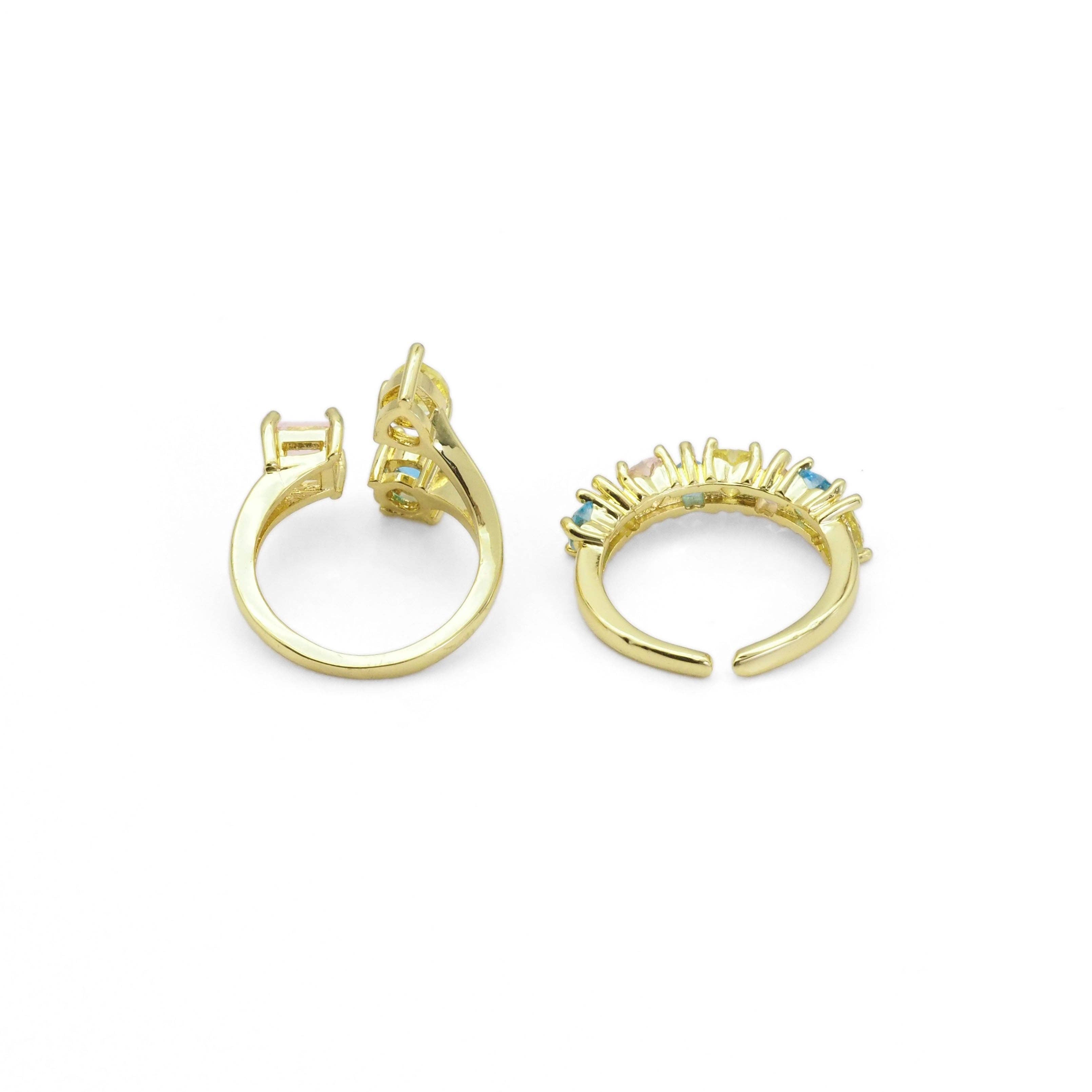 Gold Colorful Stone Adjustable Ring, Sku#LX267