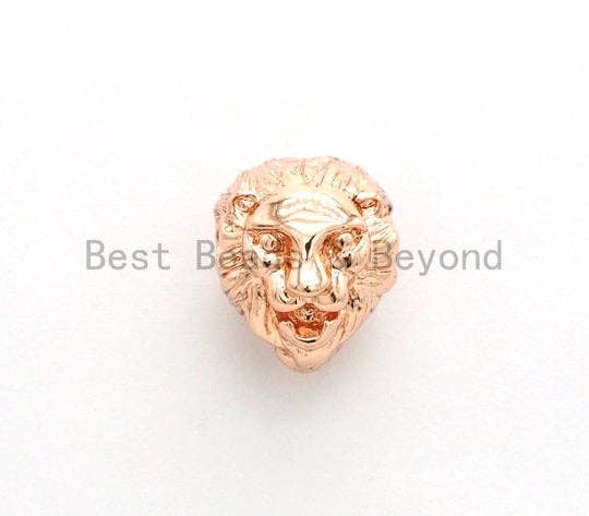 3D CZ Micro Pave Lion Head Beads, Cubic Zirconia Spacer Beads, Lion Animal Head Space Beads, Lion Charms Findings,10x12x11mm, sku#Y171