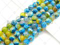 Natural Blue Yellow Fire Agate Round Faceted Beads, 8mm/10mm