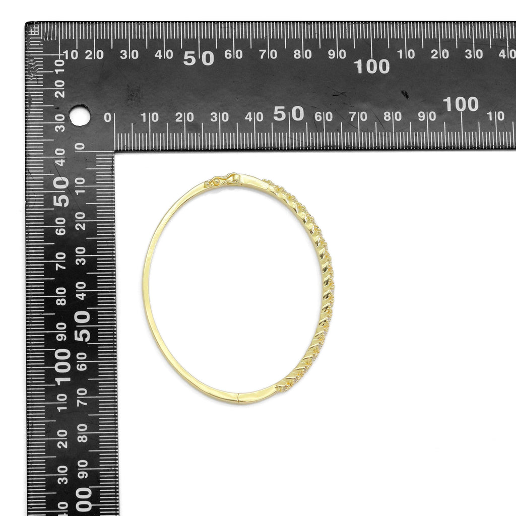 Gold CZ Twisted Link wheat flower Thin Bracelet, Sku#LX434