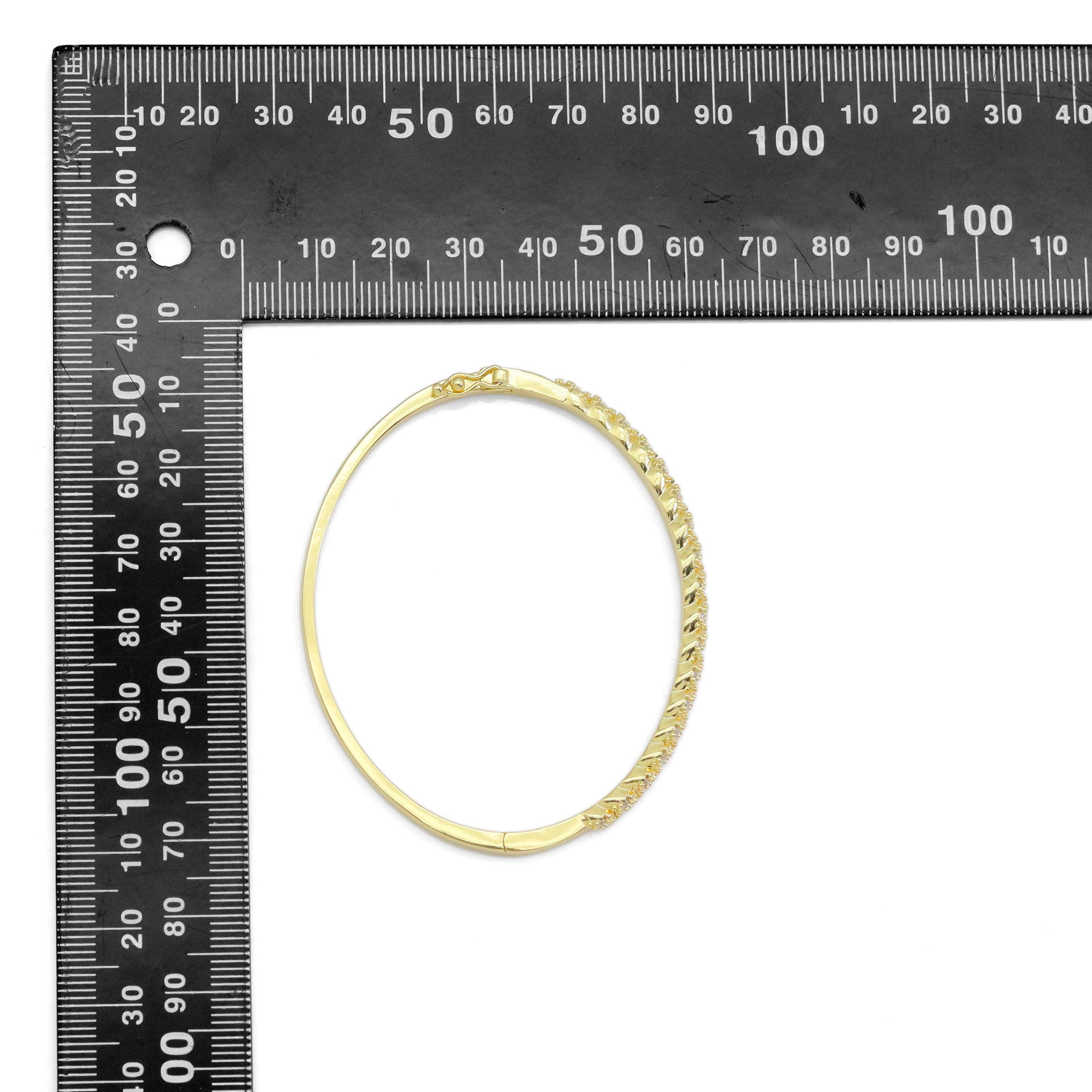 Gold CZ Twisted Link wheat flower Thin Bracelet, Sku#LX434