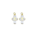 Gold Big Clear CZ Cross Charm, Sku#LD528