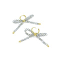 Gray Crystal Beads Bowknot Earrings, Sku#LD634
