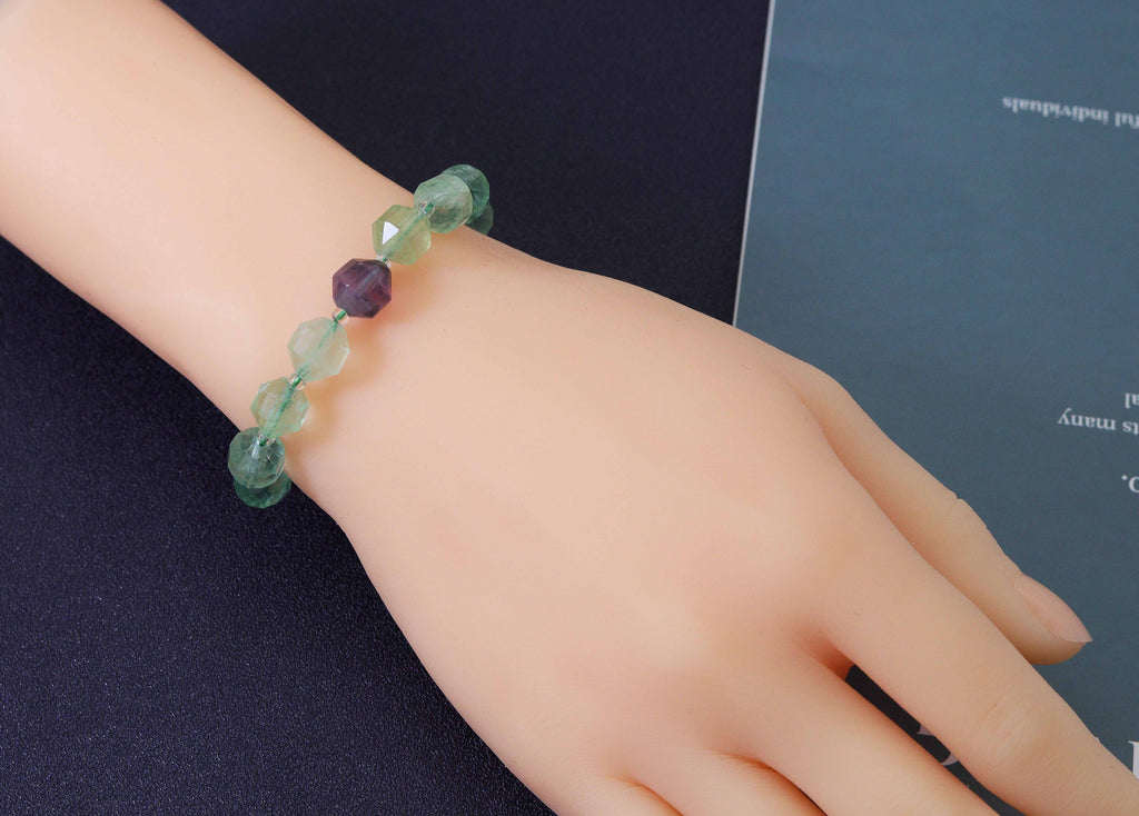 Double Point Fluorite Beads Bracelet,Sku#EF99