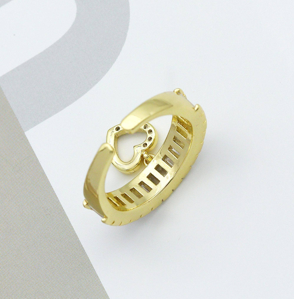 CZ Heart Adjustable Ring, Sku#LD224