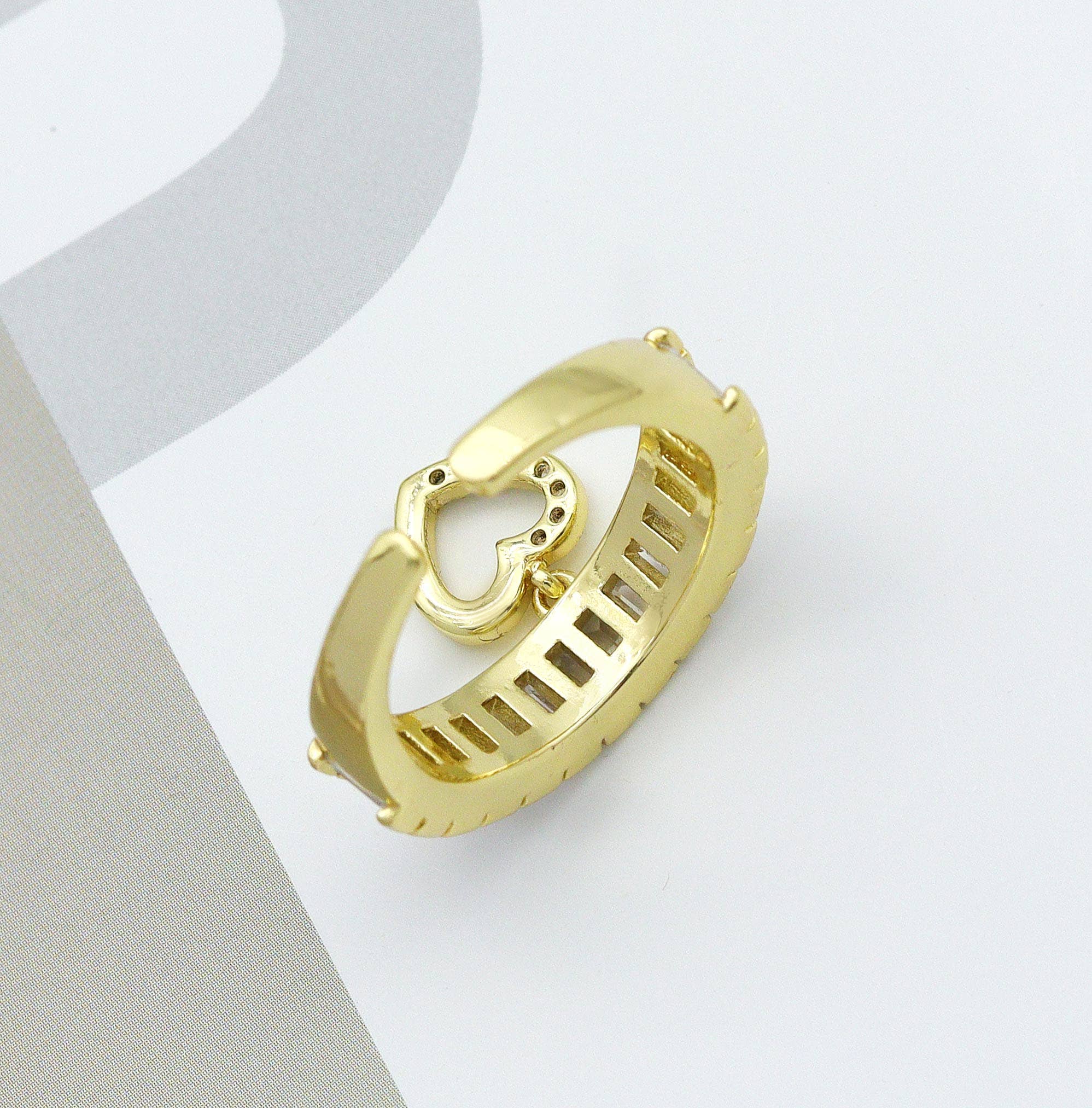 CZ Heart Adjustable Ring, Sku#LD224