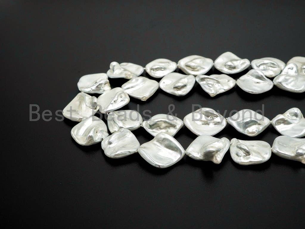 Quality Natural Mother of Pearl baroque beads, 15-21mm,White Irregular Shape Plated Pearl Shell Beads, 16inch strand, SKU#T108