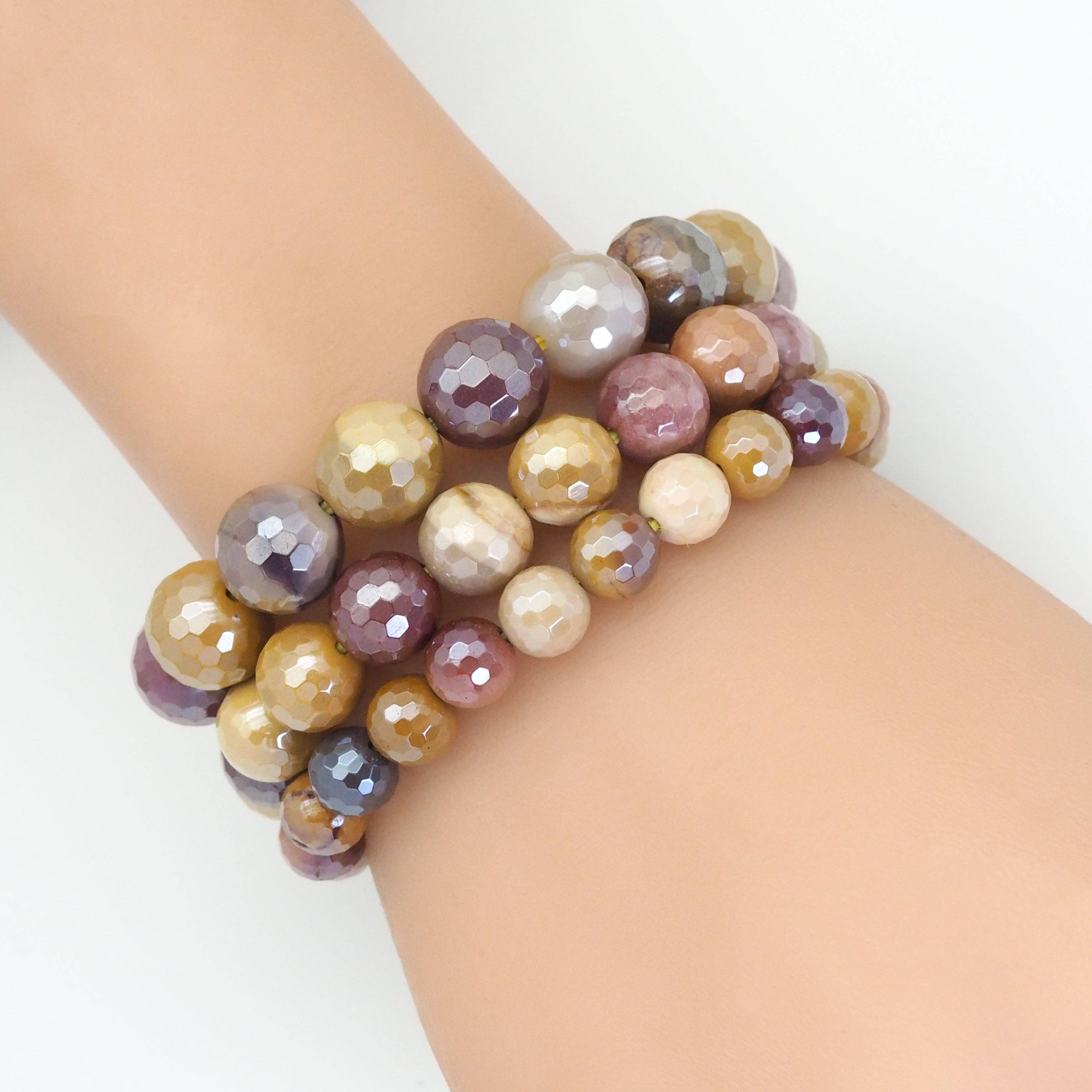 Mystic Mookaite Round Faceted Stretchy Bracelet, Sku#EF419